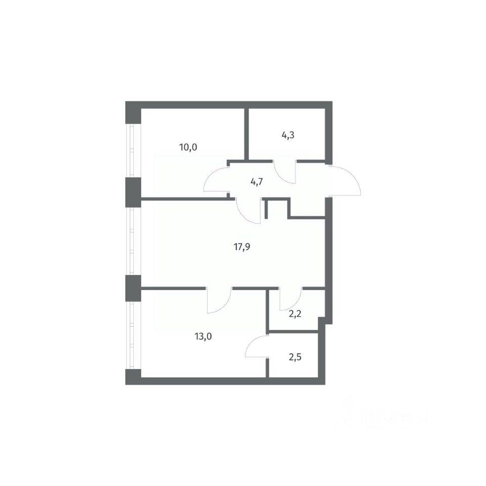2-комн. квартира, 54,65 м², в ЖК NEWПИТЕР
