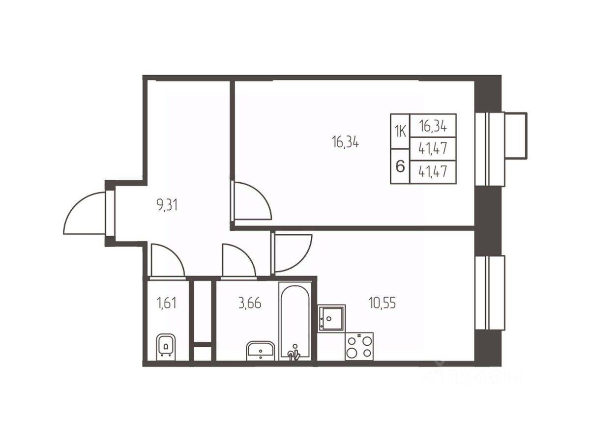 1-комн. квартира, 41,5 м², в ЖК Новая Ивантеевка