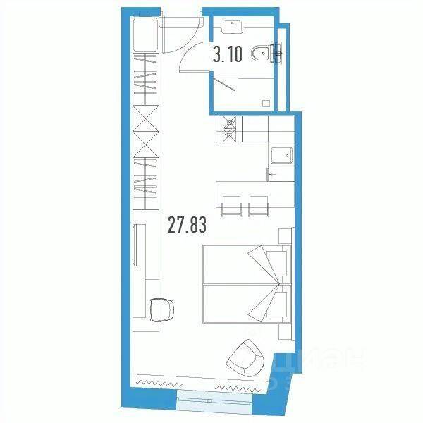 Квартира-студия, 30,93 м², в Апарт-комплекс YE’S LEADER