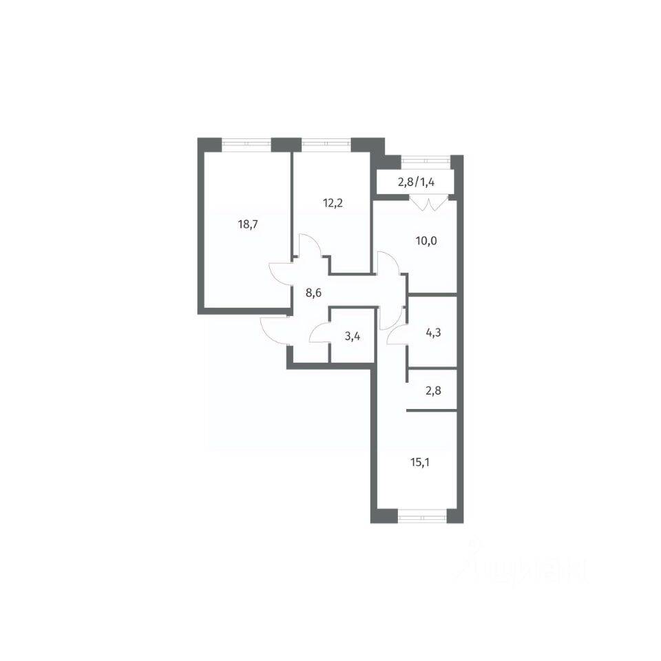 3-комн. квартира, 76,46 м², в ЖК NEWПИТЕР