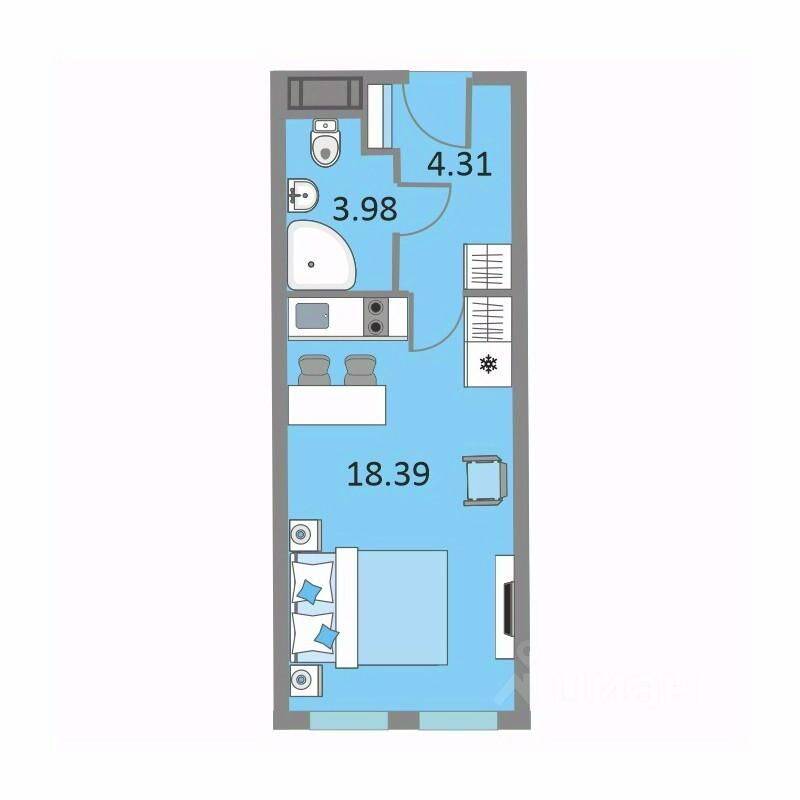 Квартира-студия, 26,5 м², в Апарт-комплекс Начало