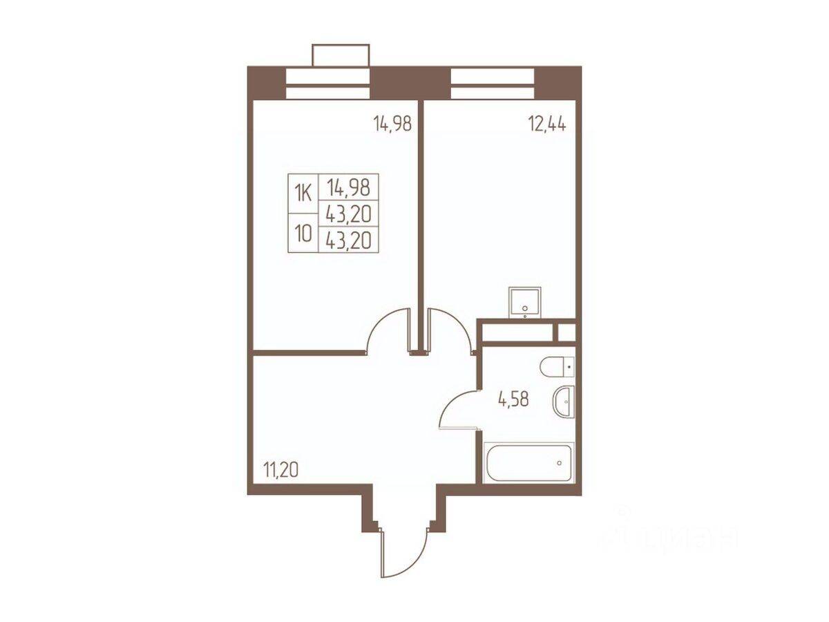 1-комн. квартира, 43,2 м², в ЖК Западная Ивантеевка