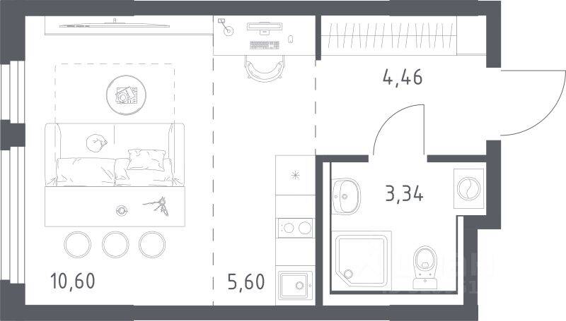 Квартира-студия, 24 м², в ЖК «Пригород Лесное»