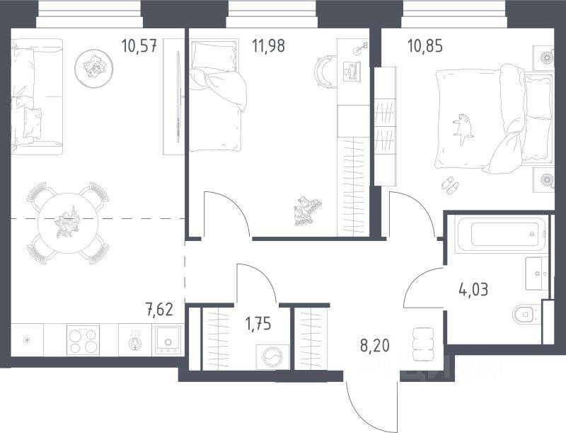 2-комн. квартира, 55 м², в ЖК Квартал Строгино