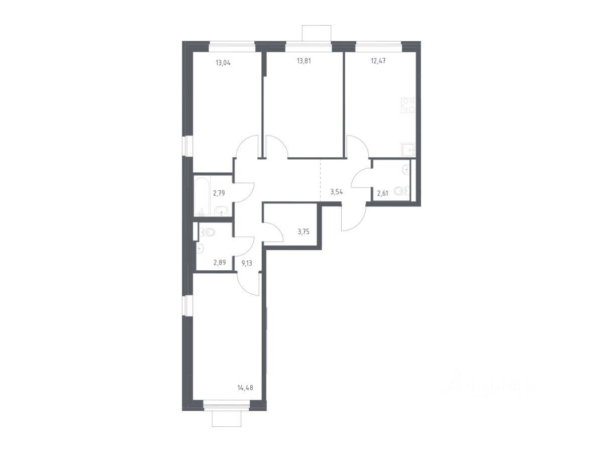 3-комн. квартира, 78,51 м², в ЖК Подольские Кварталы