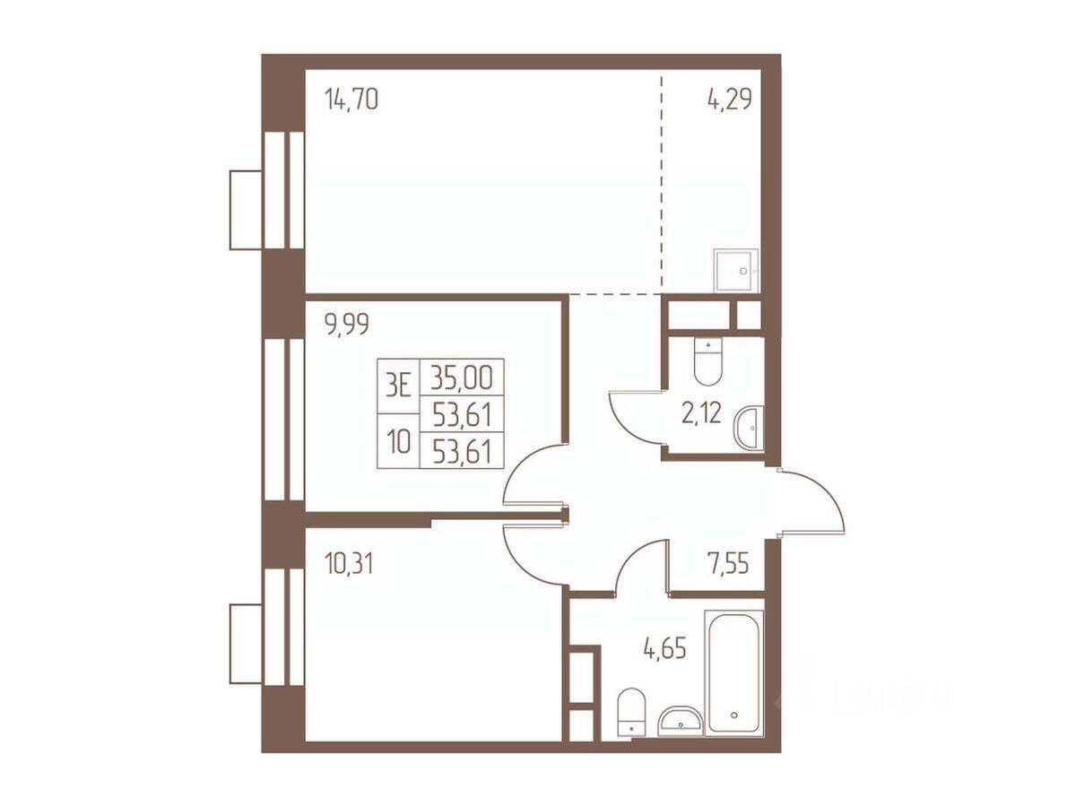 3-комн. квартира, 53,6 м², в ЖК Западная Ивантеевка