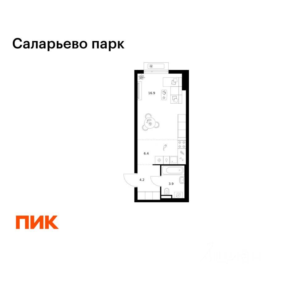 Квартира-студия, 31,4 м², в ЖК «Саларьево парк»