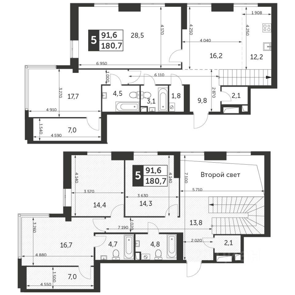 5-комн. квартира, 180,7 м², в ЖК Архитектор