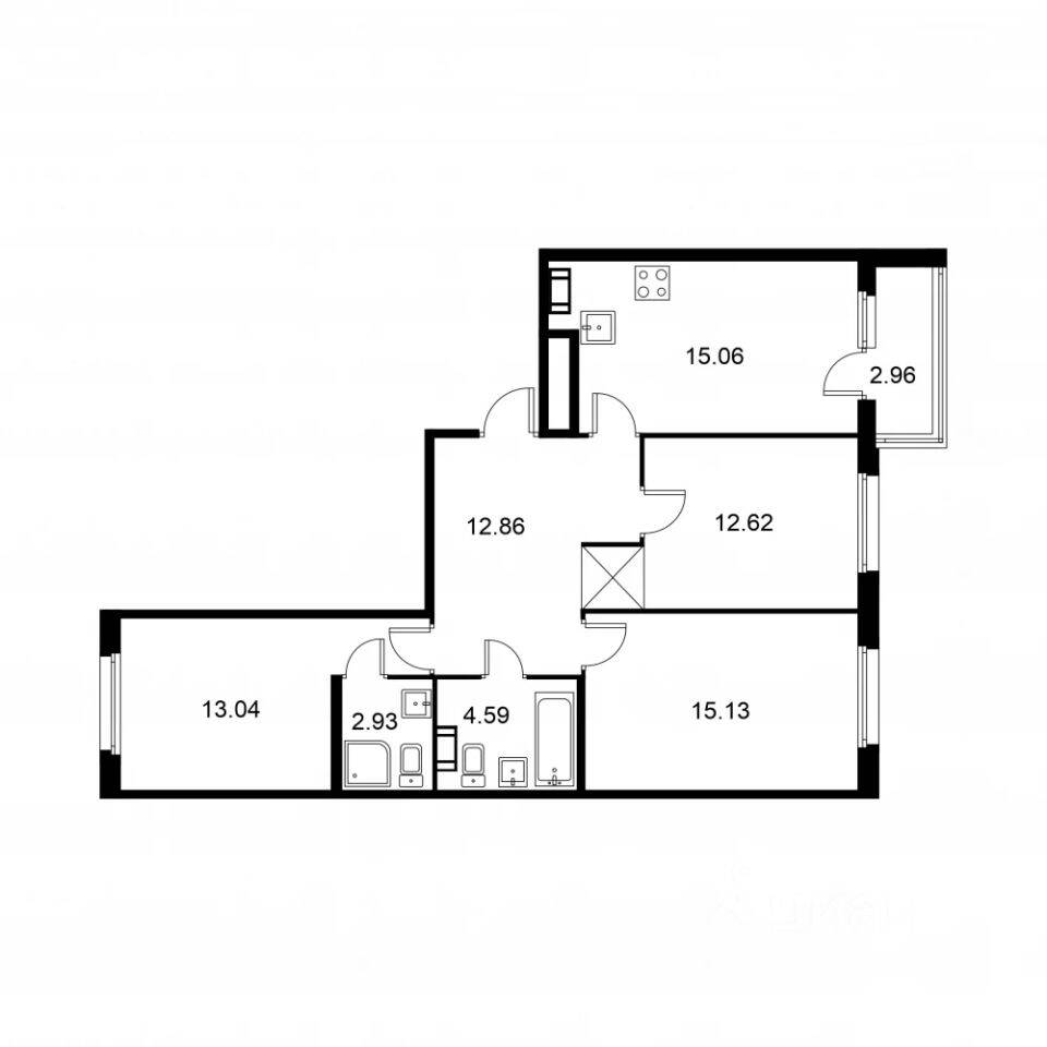 3-комн. квартира, 77,71 м², в ЖК Квартал Заречье