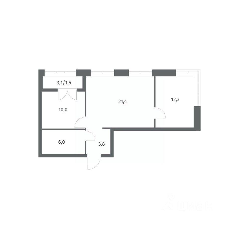 2-комн. квартира, 55,17 м², в ЖК NEWПИТЕР