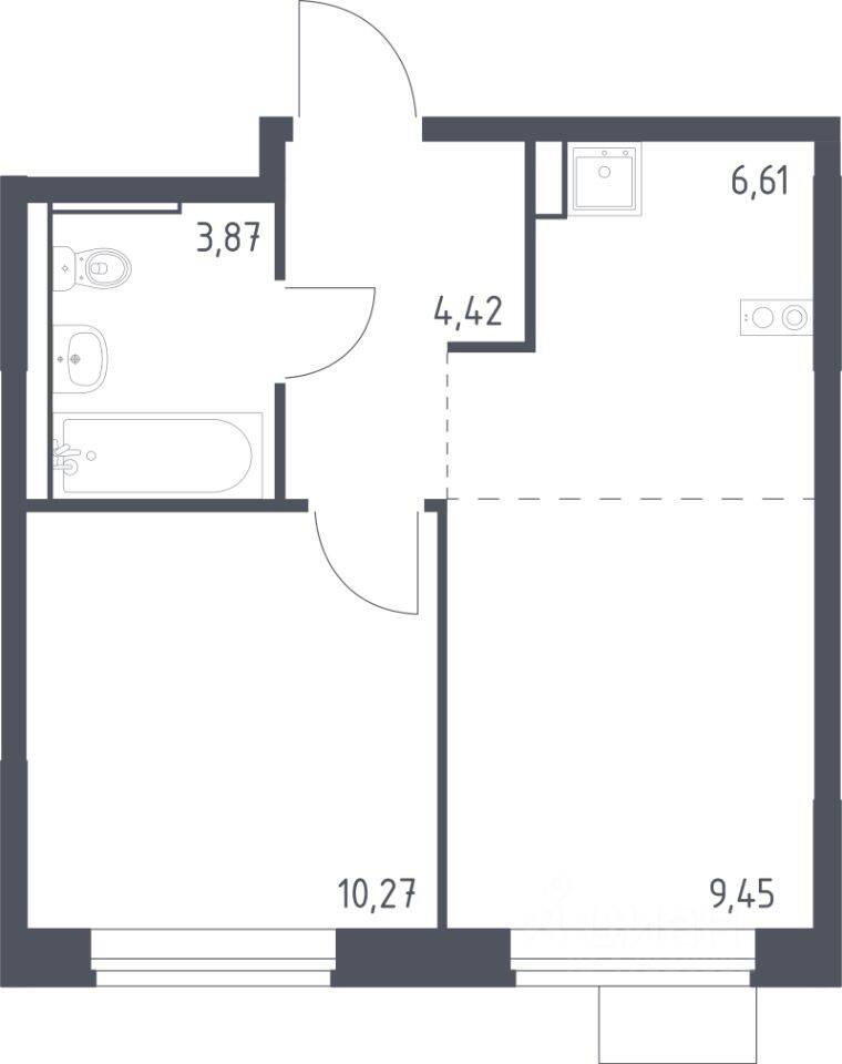 1-комн. квартира, 34,62 м², в ЖК Молжаниново
