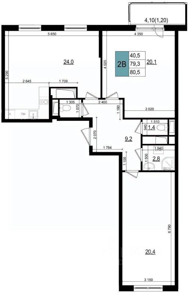 2-комн. квартира, 80,5 м², в ЖК «Одинцово сити»