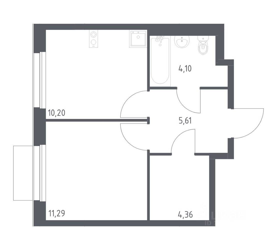 1-комн. квартира, 35,56 м², в ЖК Новое Внуково