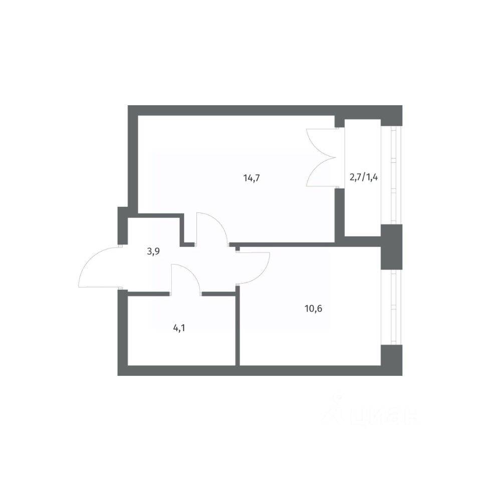 1-комн. квартира, 34,71 м², в ЖК NEWПИТЕР