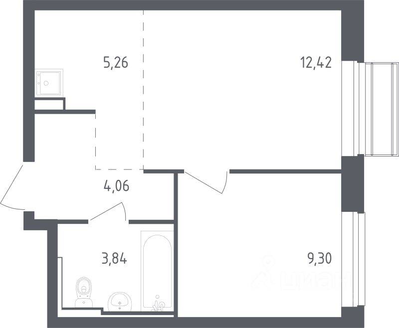 1-комн. квартира, 34,3 м², в ЖК Рублевский Квартал