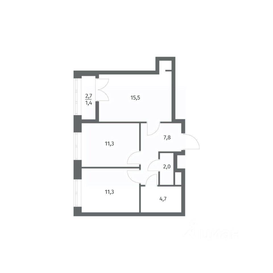 2-комн. квартира, 53,95 м², в ЖК NEWПИТЕР