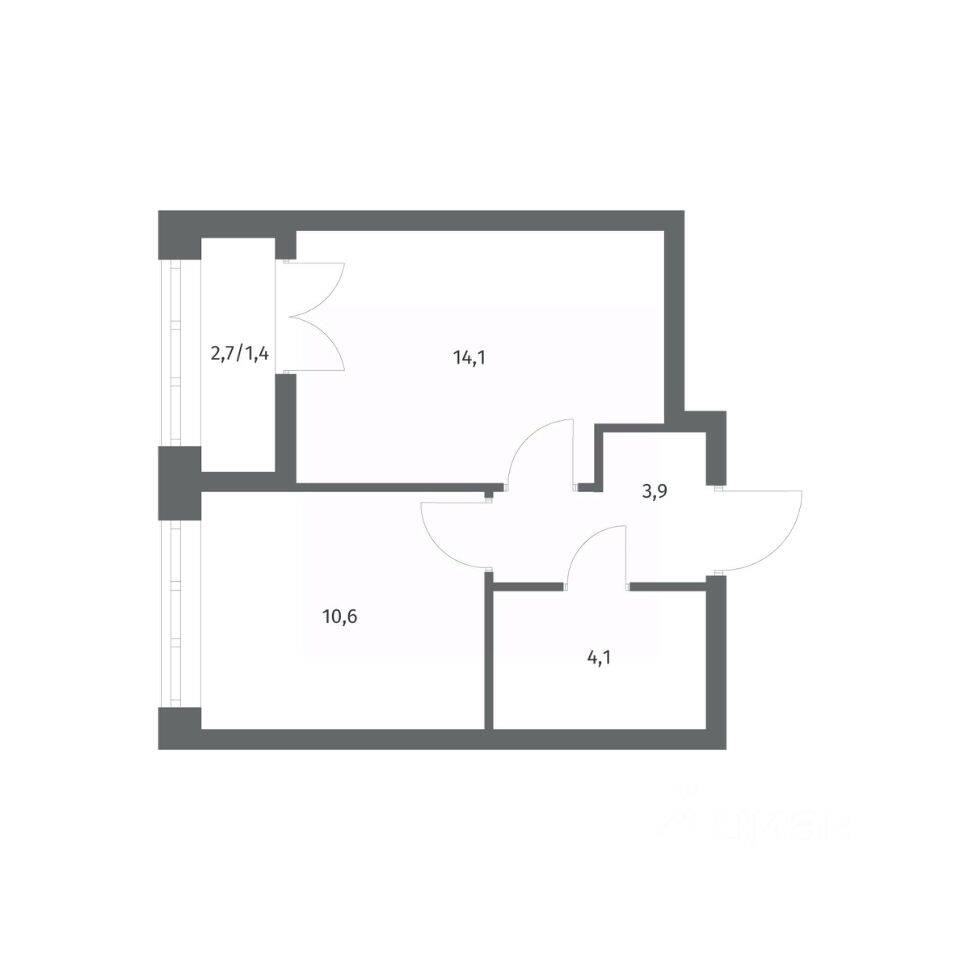 1-комн. квартира, 34,09 м², в ЖК NEWПИТЕР
