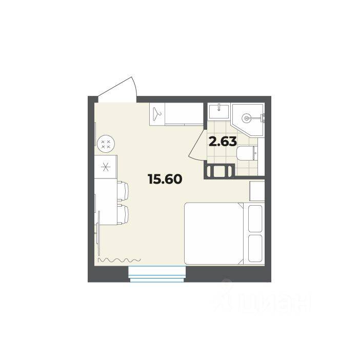 Квартира-студия, 18,23 м², в Апарт-комплекс Лиговский, 127