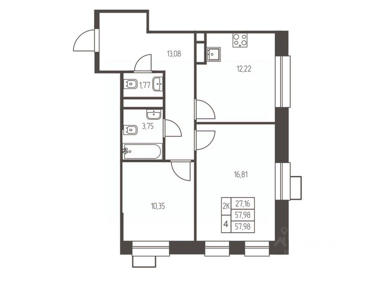 2-комн. квартира, 58 м², в ЖК Новая Ивантеевка