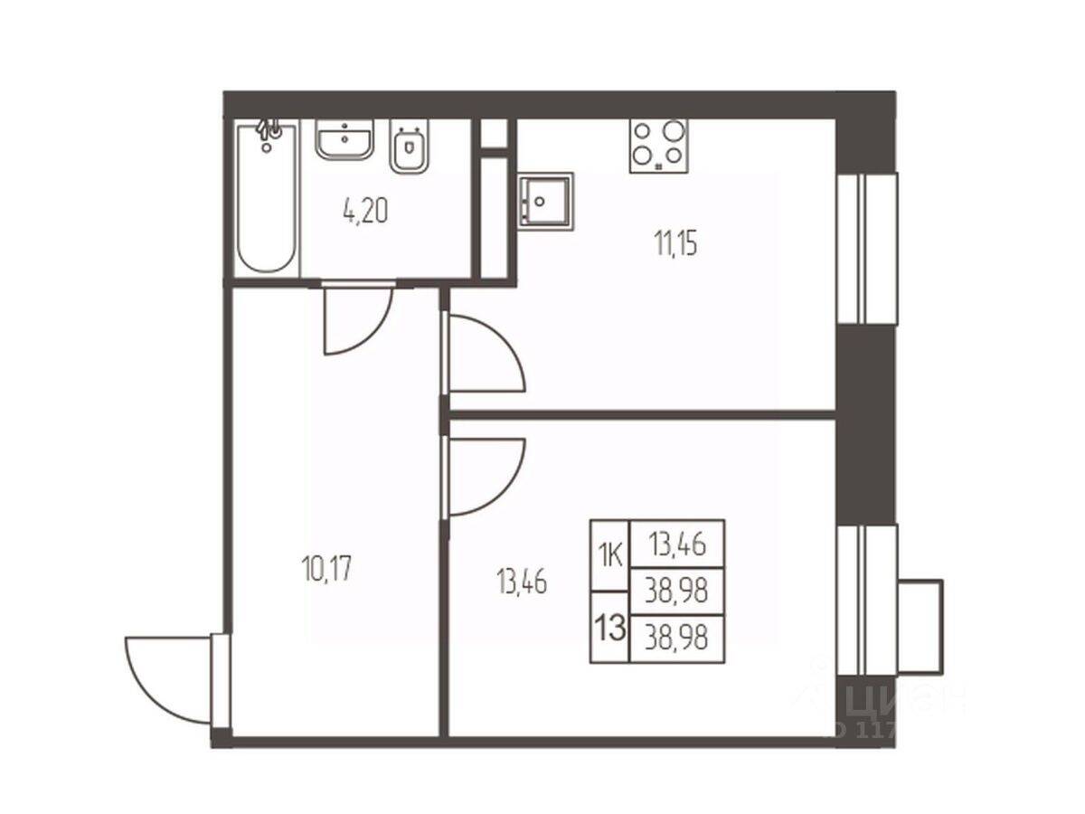 1-комн. квартира, 39 м², в ЖК Новая Ивантеевка