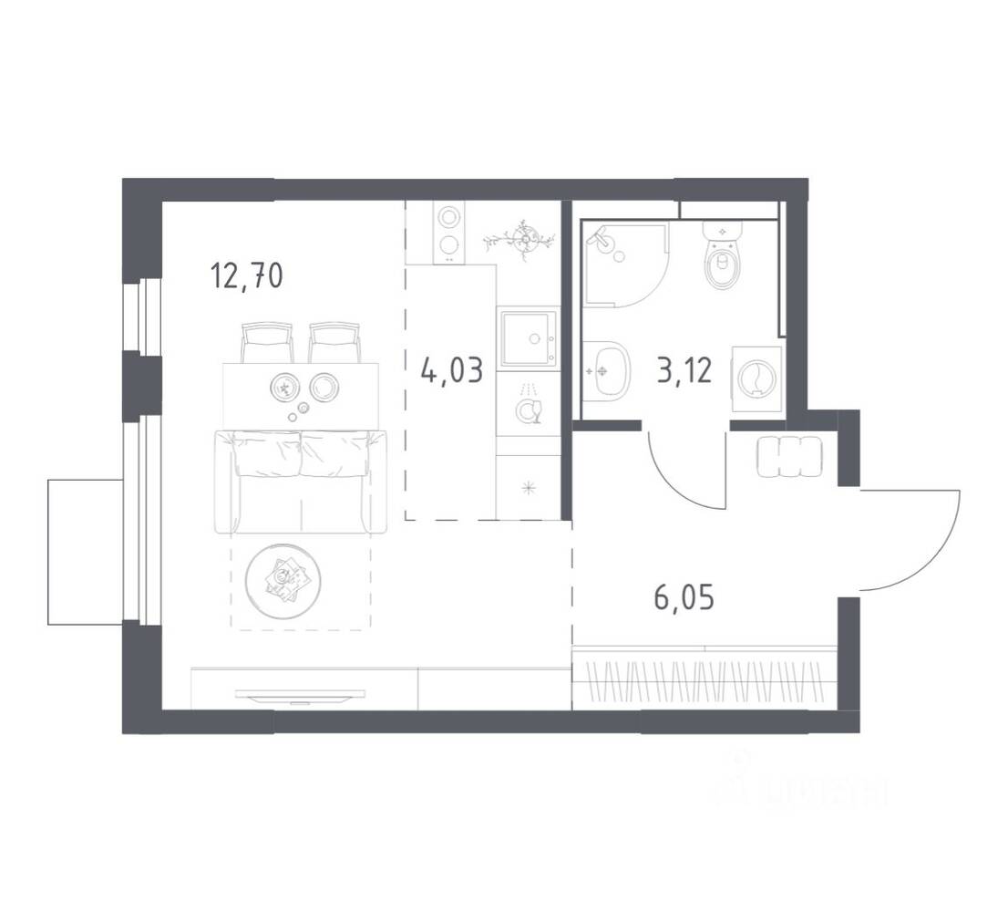Квартира-студия, 25,9 м², в ЖК Мытищи Парк
