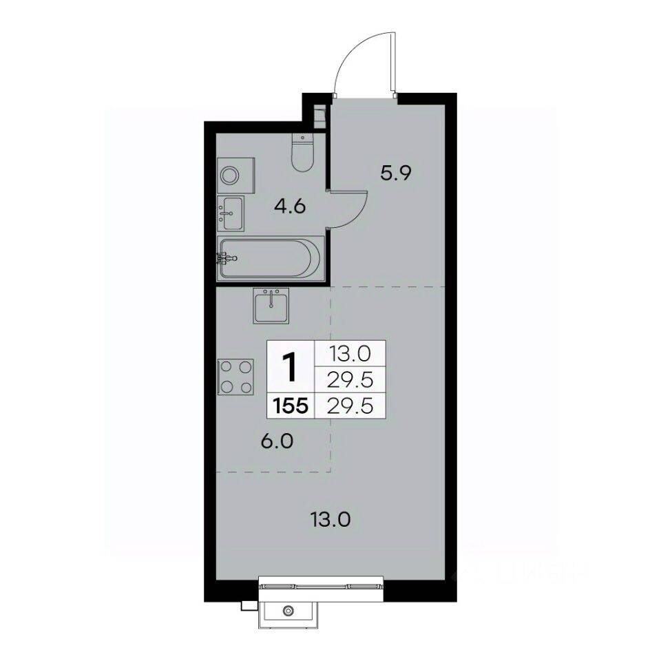 1-комн. квартира, 29,5 м², в ЖК Куркино 15