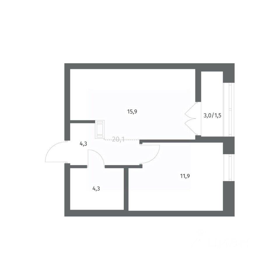 1-комн. квартира, 37,88 м², в ЖК NEWПИТЕР