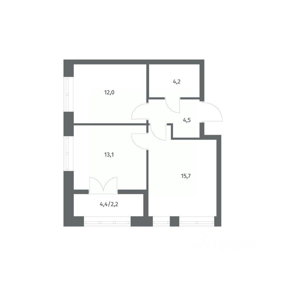 2-комн. квартира, 51,76 м², в ЖК NEWПИТЕР