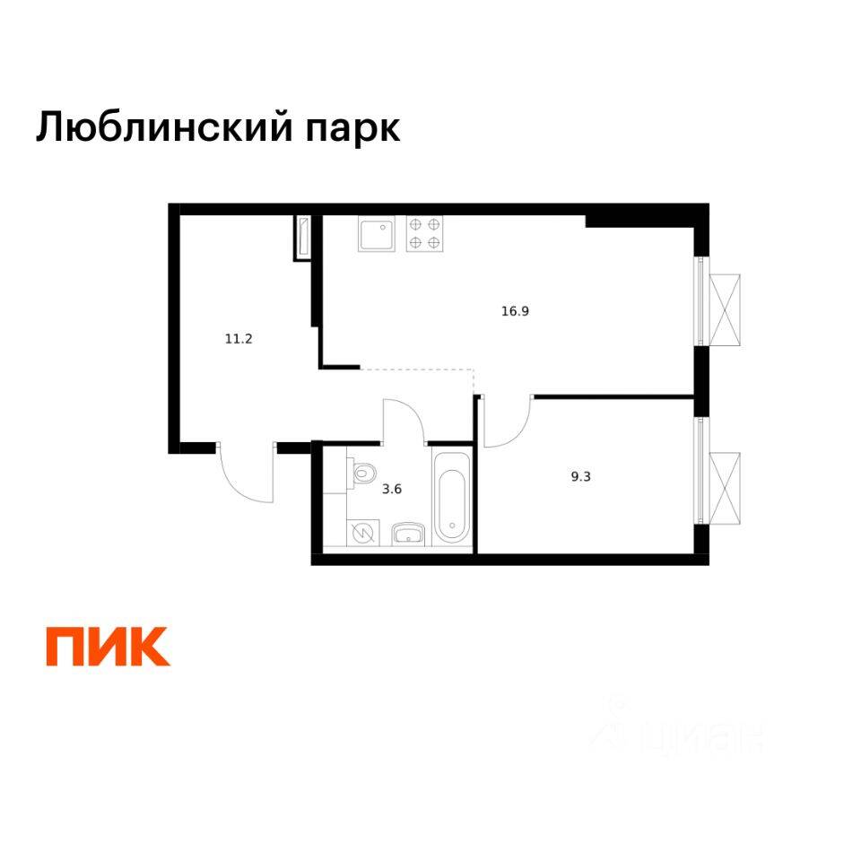 1-комн. квартира, 41 м², в ЖК «Люблинский парк»