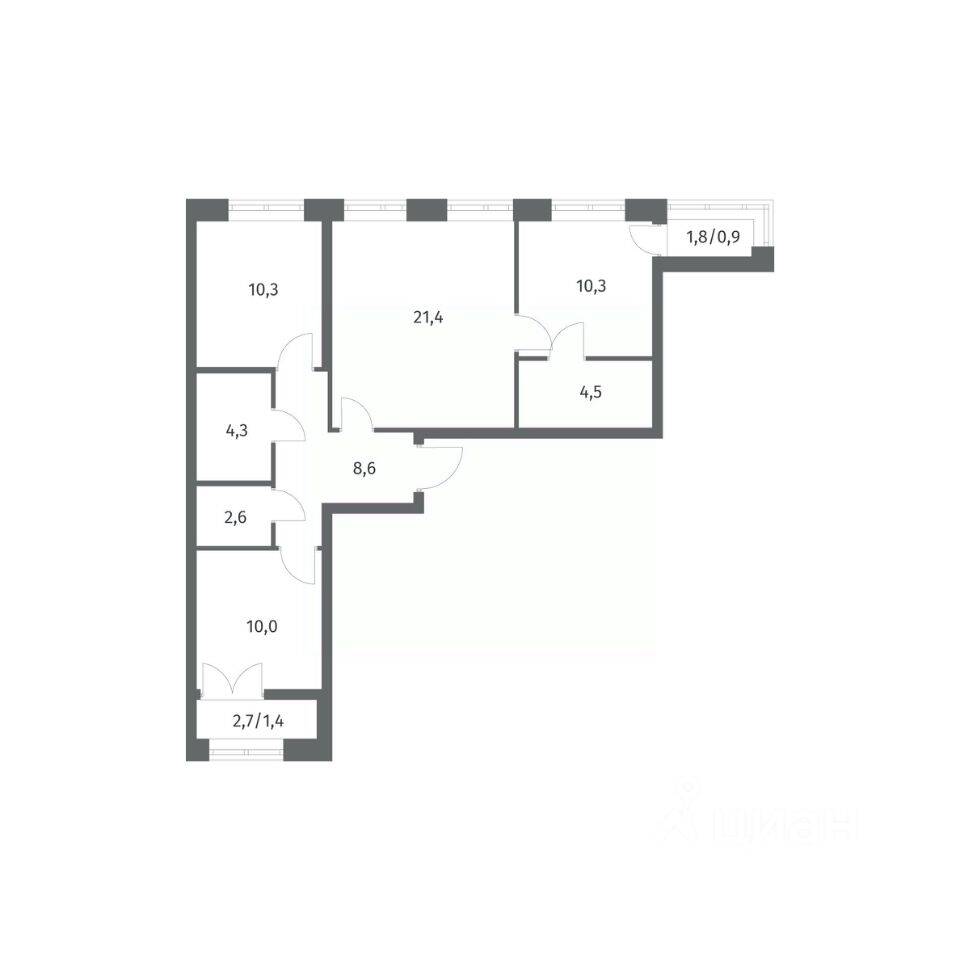 3-комн. квартира, 74,41 м², в ЖК NEWПИТЕР