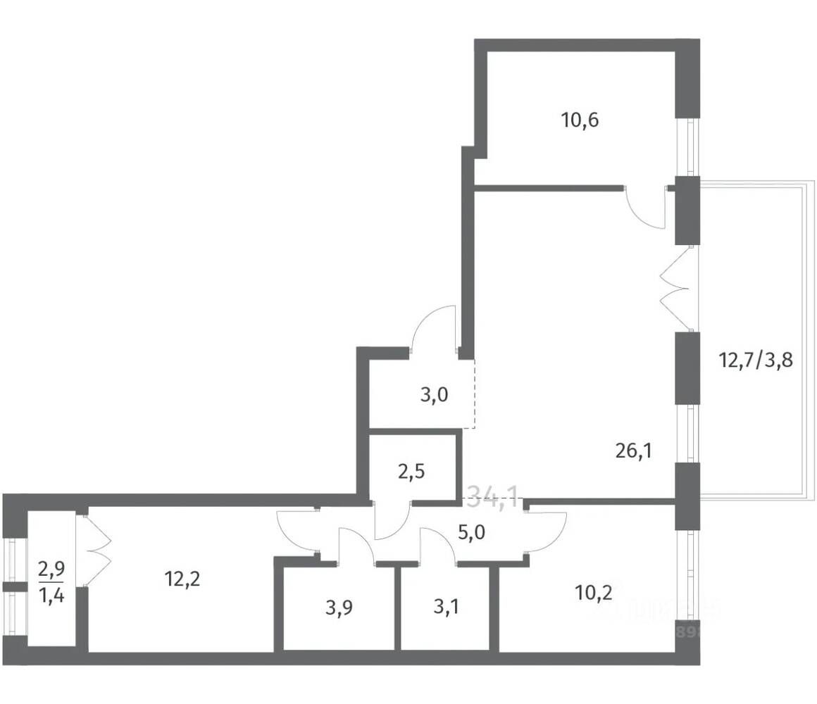 3-комн. квартира, 81,92 м², в ЖК NEWПИТЕР