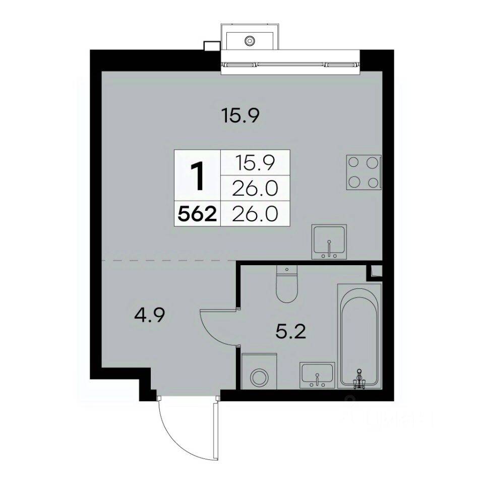 1-комн. квартира, 26 м², в ЖК Куркино 15