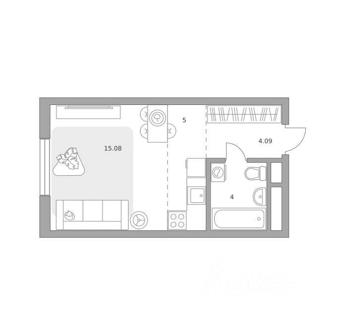 Квартира-студия, 28,17 м², в ЖК «Императорские Мытищи»