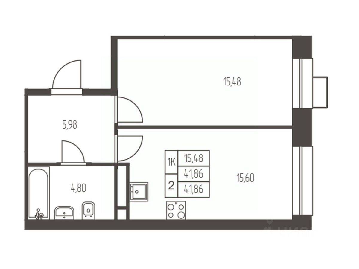 1-комн. квартира, 41,9 м², в ЖК Новая Ивантеевка