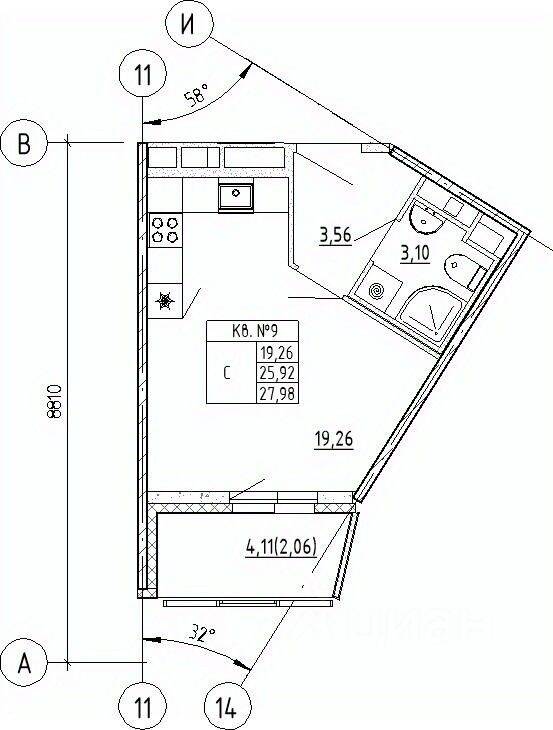 Квартира-студия, 27,98 м², в ЖК UP-квартал «Воронцовский»