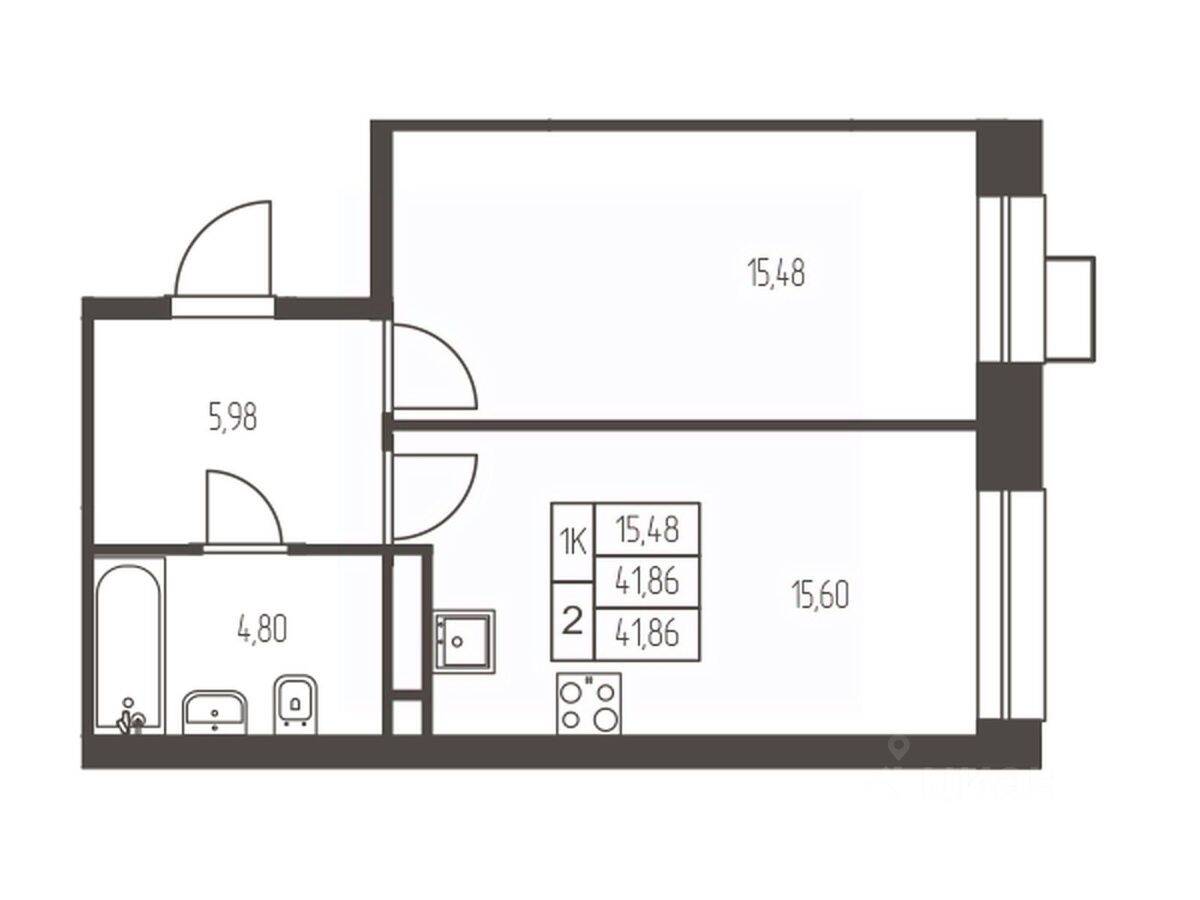 1-комн. квартира, 41,9 м², в ЖК Новая Ивантеевка