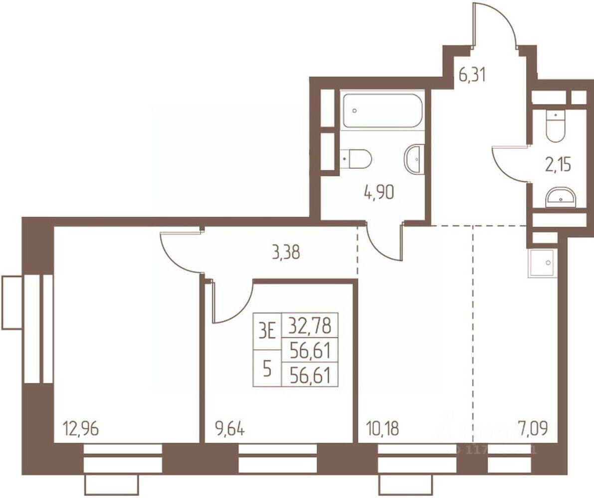 3-комн. квартира, 56,6 м², в ЖК Западная Ивантеевка