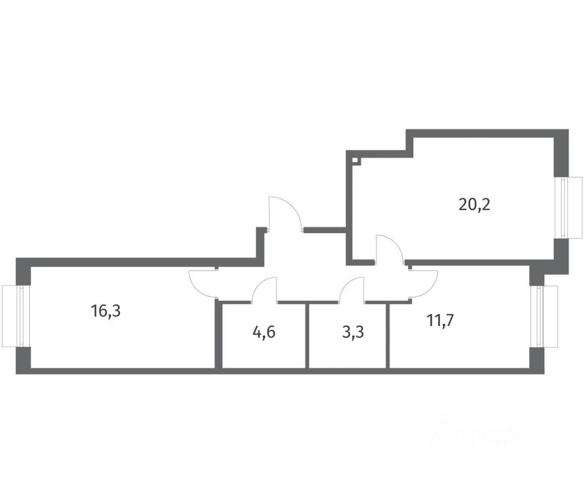 2-комн. квартира, 64 м², в ЖК Парусная 1