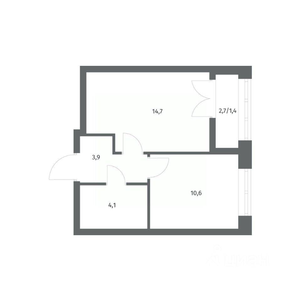 1-комн. квартира, 34,71 м², в ЖК NEWПИТЕР