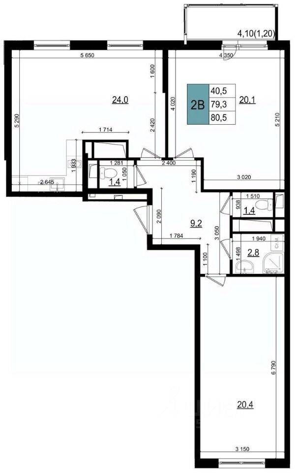 2-комн. квартира, 80,5 м², в ЖК «Одинцово сити»