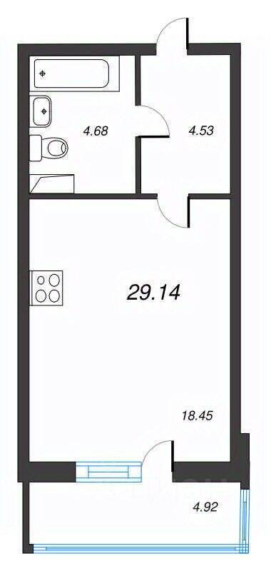 Квартира-студия, 29,14 м², в ЖК Левитан