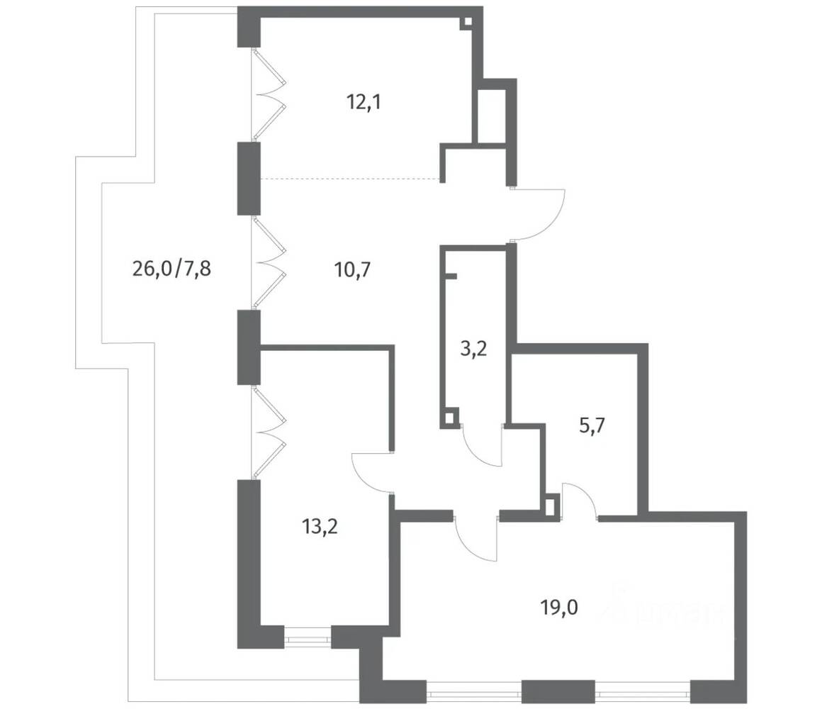 3-комн. квартира, 79,7 м², в ЖК Парусная 1