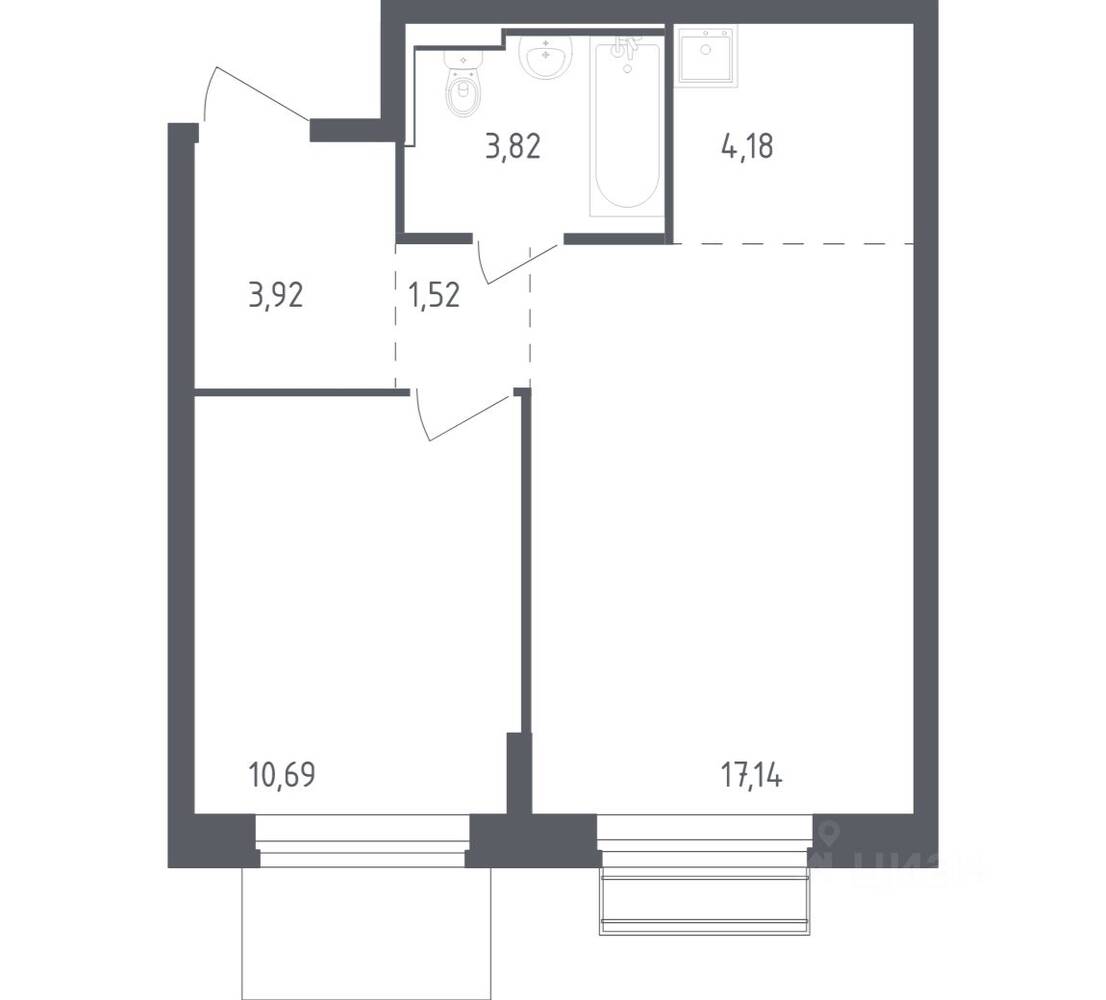 1-комн. квартира, 41,27 м², в ЖК Рублевский Квартал