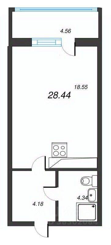Квартира-студия, 28,44 м², в ЖК Левитан