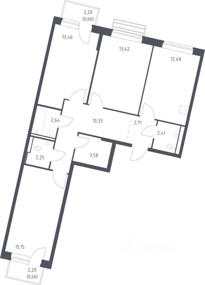 3-комн. квартира, 78,2 м², в ЖК Рублевский Квартал