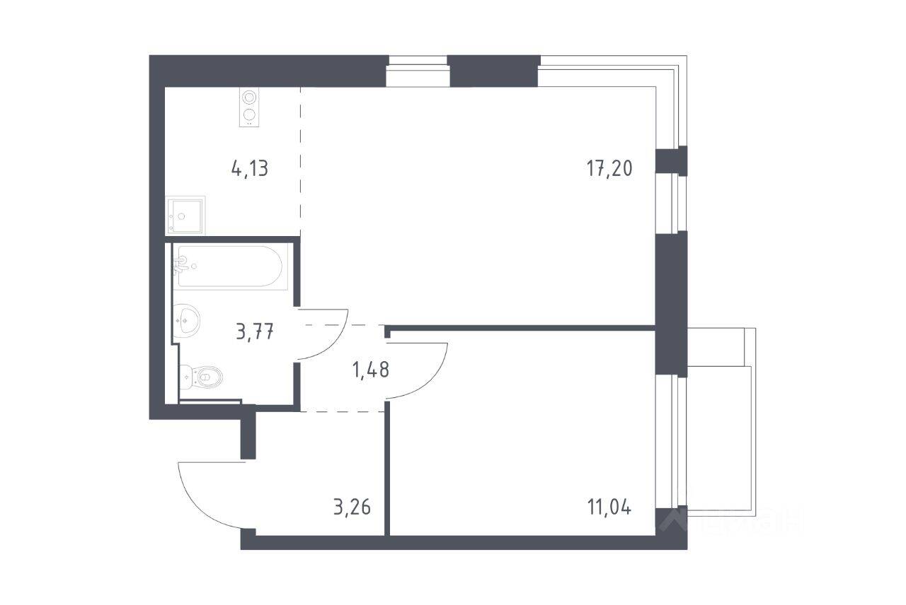 1-комн. квартира, 40,88 м², в ЖК Егорово Парк