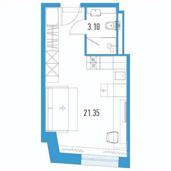 Квартира-студия, 24,45 м², в Апарт-комплекс YE’S LEADER