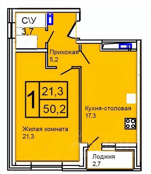 1-комн. квартира, 50,2 м², в ЖК «Троицкий»