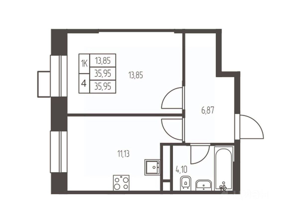 1-комн. квартира, 36 м², в ЖК Новая Ивантеевка