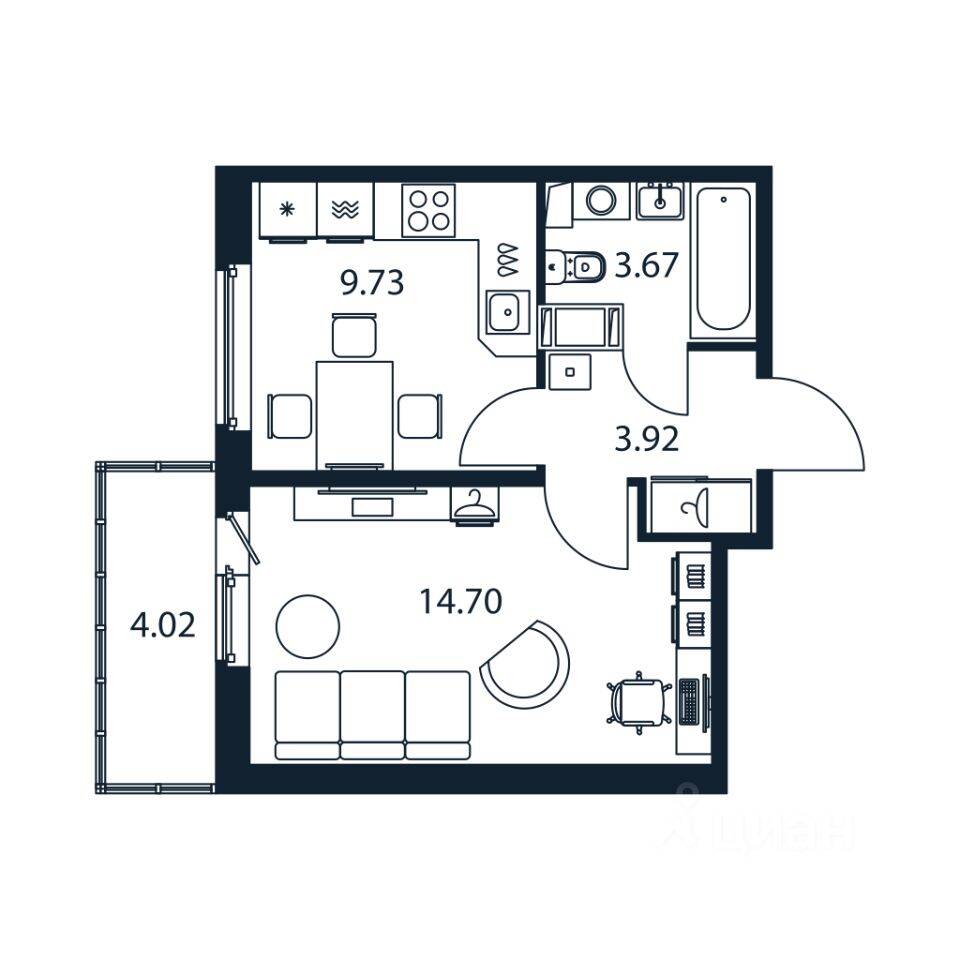 1-комн. квартира, 31,5 м², в ЖК Полис ЛАВрики